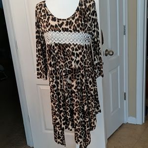 Leopard print lace midsection dress